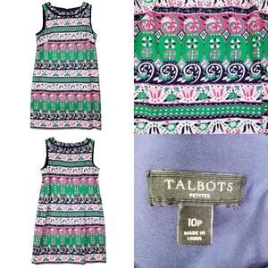 Talbots Dress Size 10p Petite Multicolor Geometric Jersey Knit Stretch